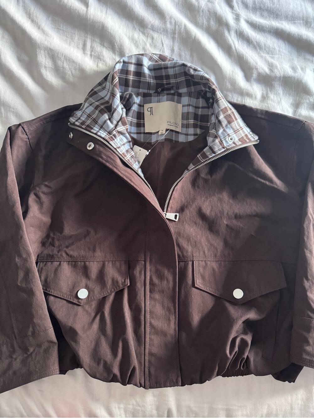 Anthropologie Pilcro Duncan Funnel Neck Utility Jacket - Chocolate, Small Petite
